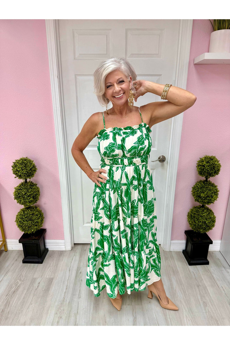 Botanical Print Midi Dress