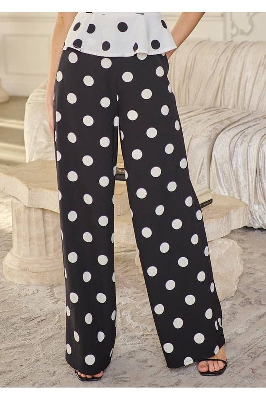 Randal Polka Dot Wide Leg Pants