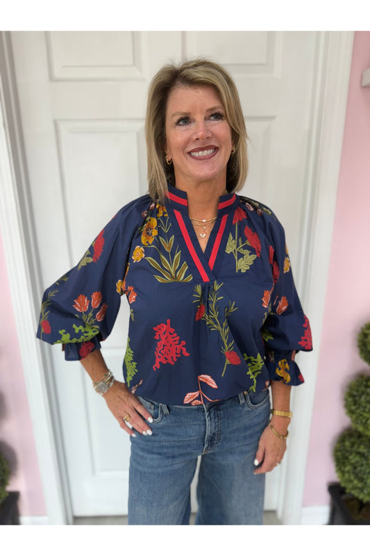Carolina Midnight Floral Blouse