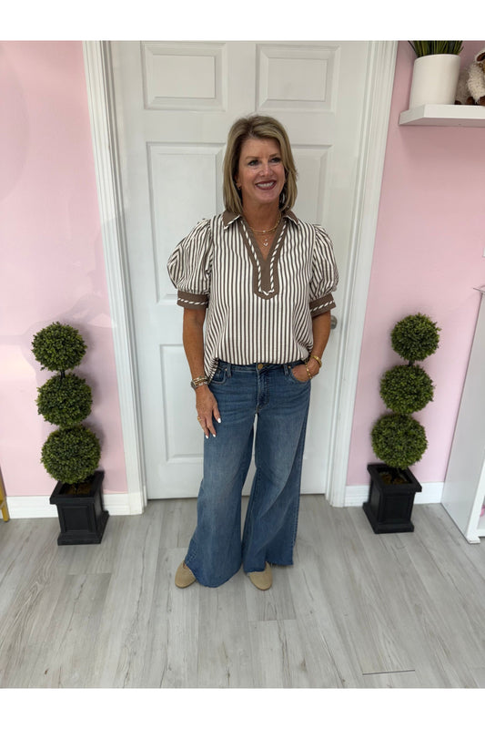 Carlee Striped Pattern Blouse