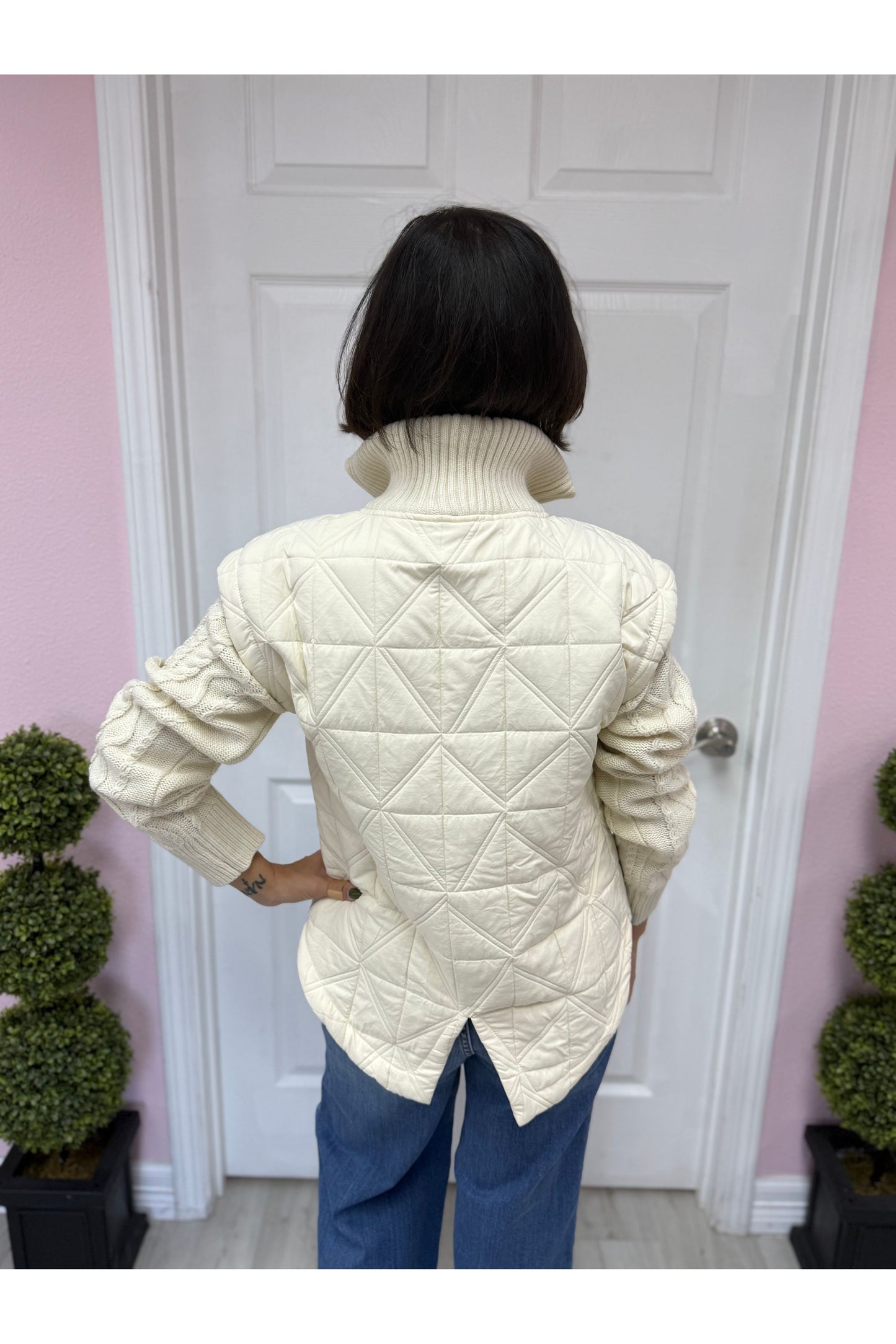 Ivory Mixed Media Jacket