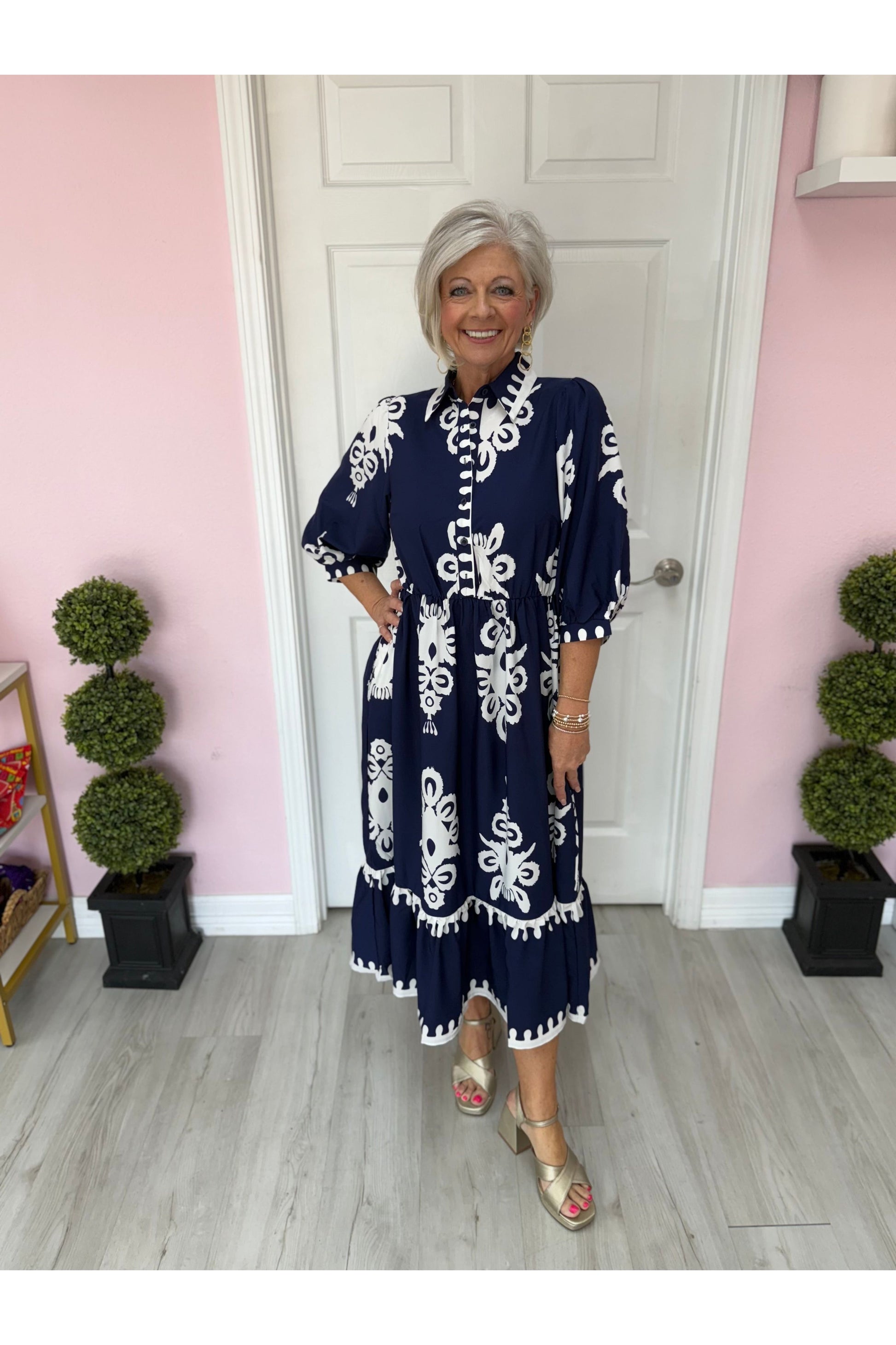 bold print midi dress Bold Scarf Print Midi Dress With Cut Out
