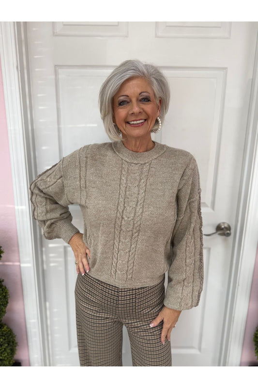 Lace Trim Cable Knit Sweater