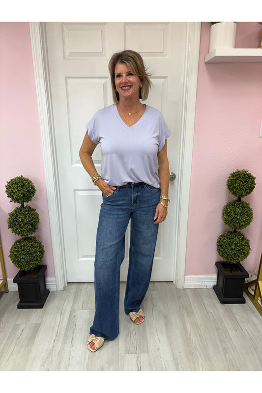 High Rise Dark Wash Wide Leg Jeans