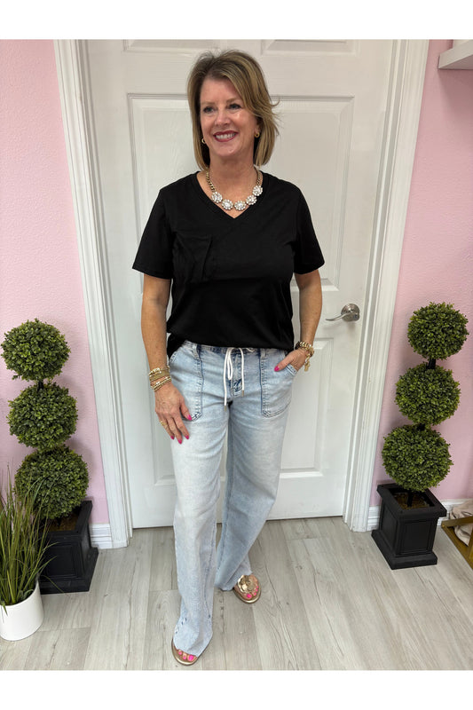 Solid Vneck Basic Tee