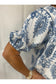 Annie Blue Patterned Smocked Blouse