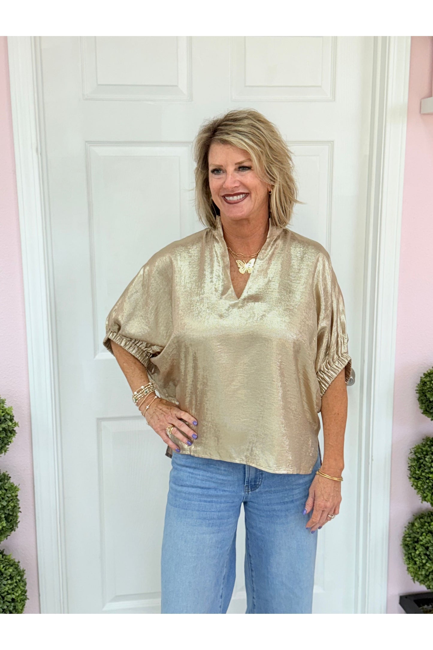 Charlotte Metallic Vneck