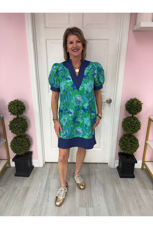 Colby Green & Blue Floral Mini Dress