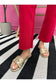 KFK Kelsey High Rise Ankle Flare- Ruby Red