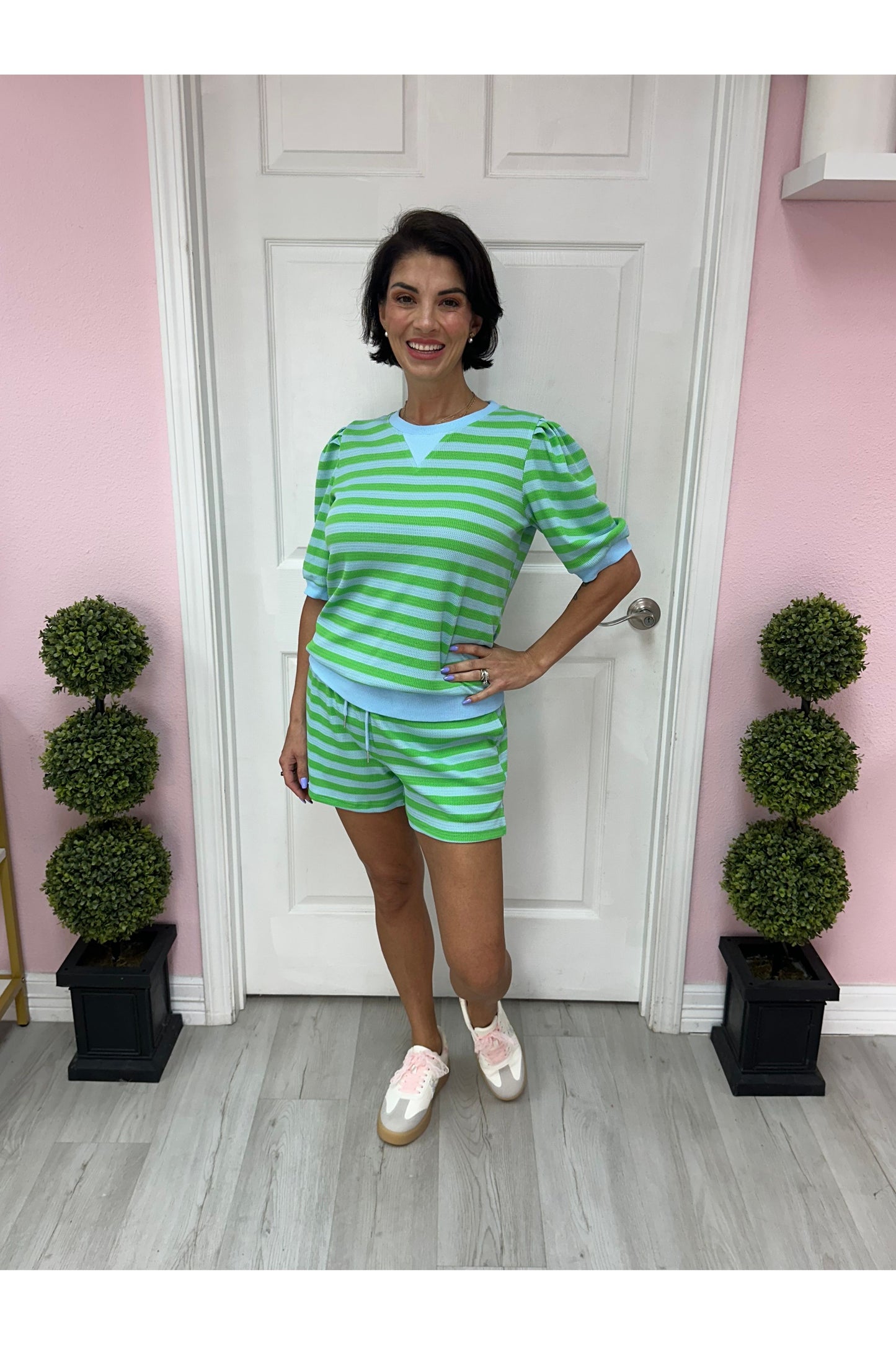 Stripe Spring Shorts Set