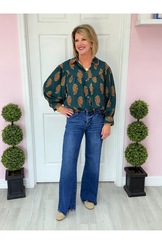 Montreat Hunter LS Floral Blouse