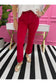 KFK Kelsey High Rise Ankle Flare- Ruby Red