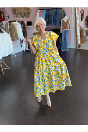 Walking On Sunshine Floral Dress