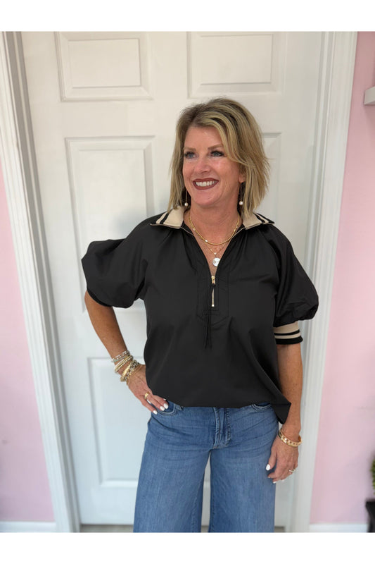 Tampa Solid Zip Front Top