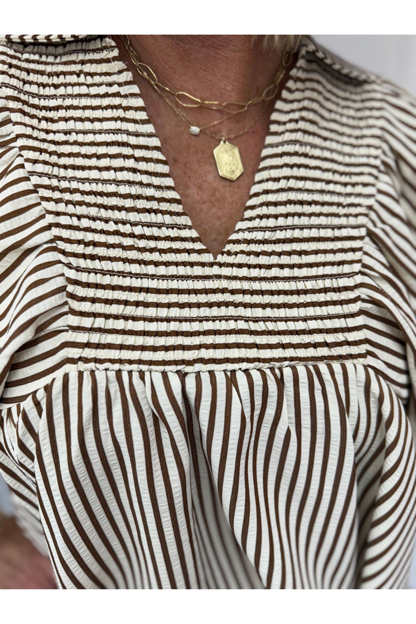 Sarah Striped Dolman Sleeve Blouse