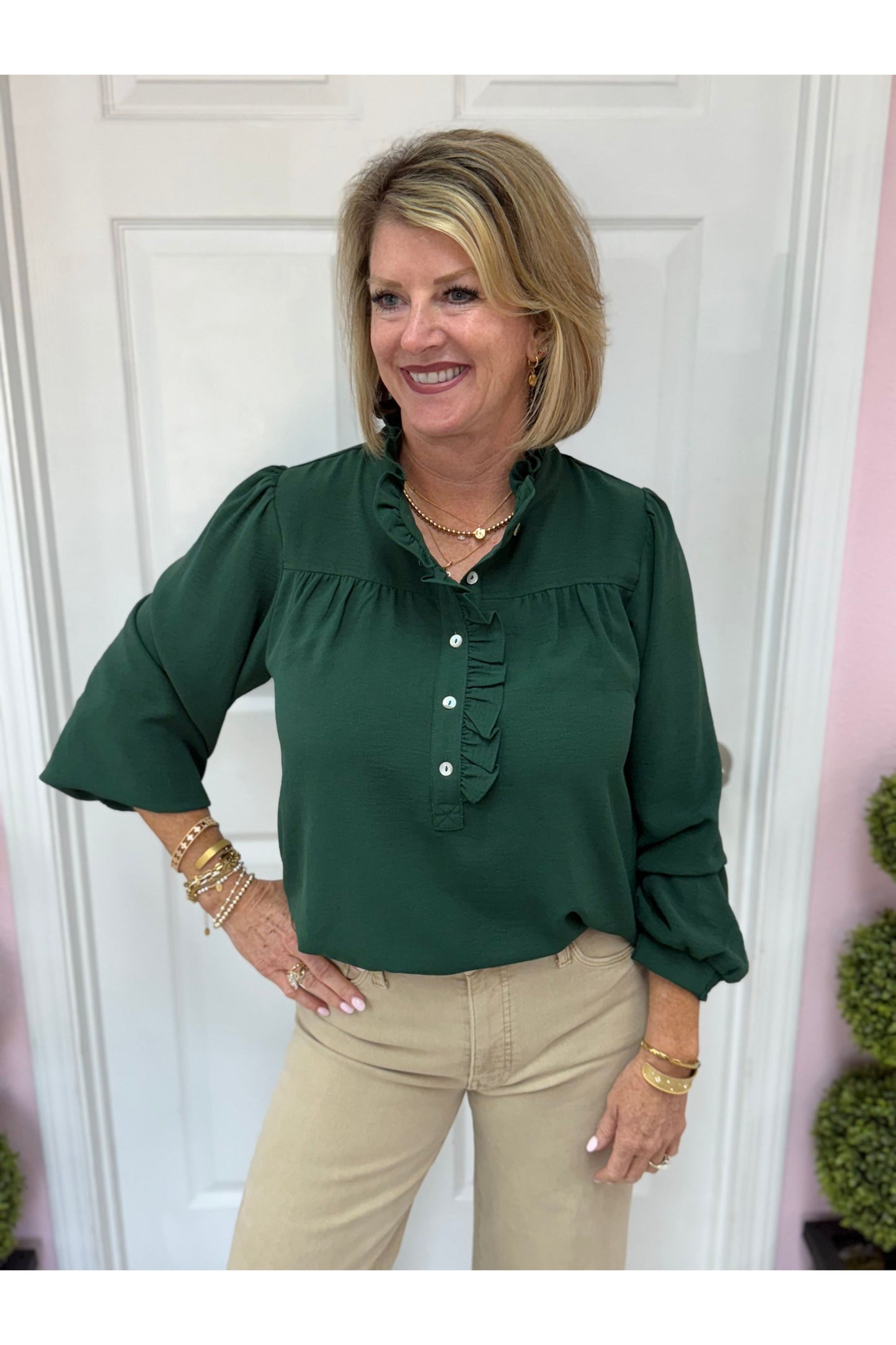 Carmen Long Sleeve Ruffle Blouse