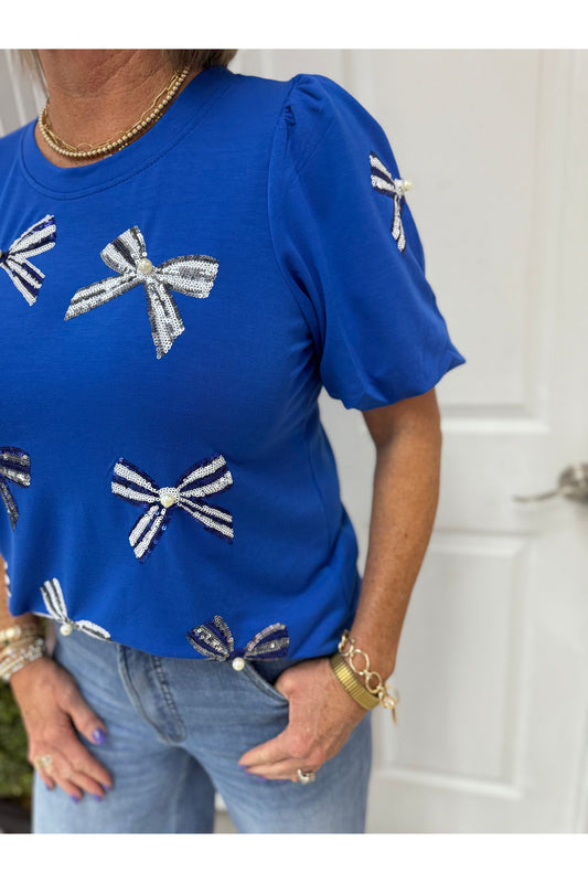 Tina Blue Bows Top