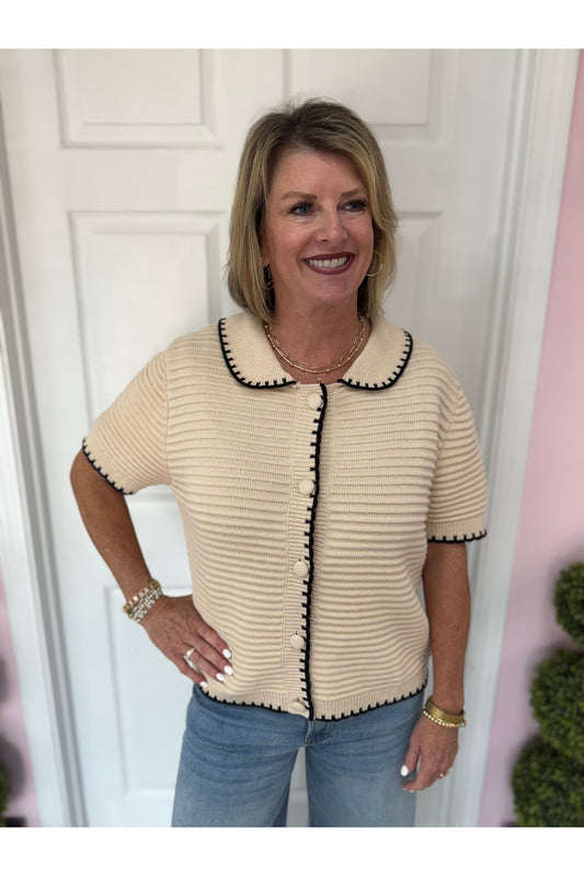 Camille Textured Knit S/S Sweater
