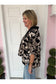 Callie Black/Tan Botanical Print Blouse