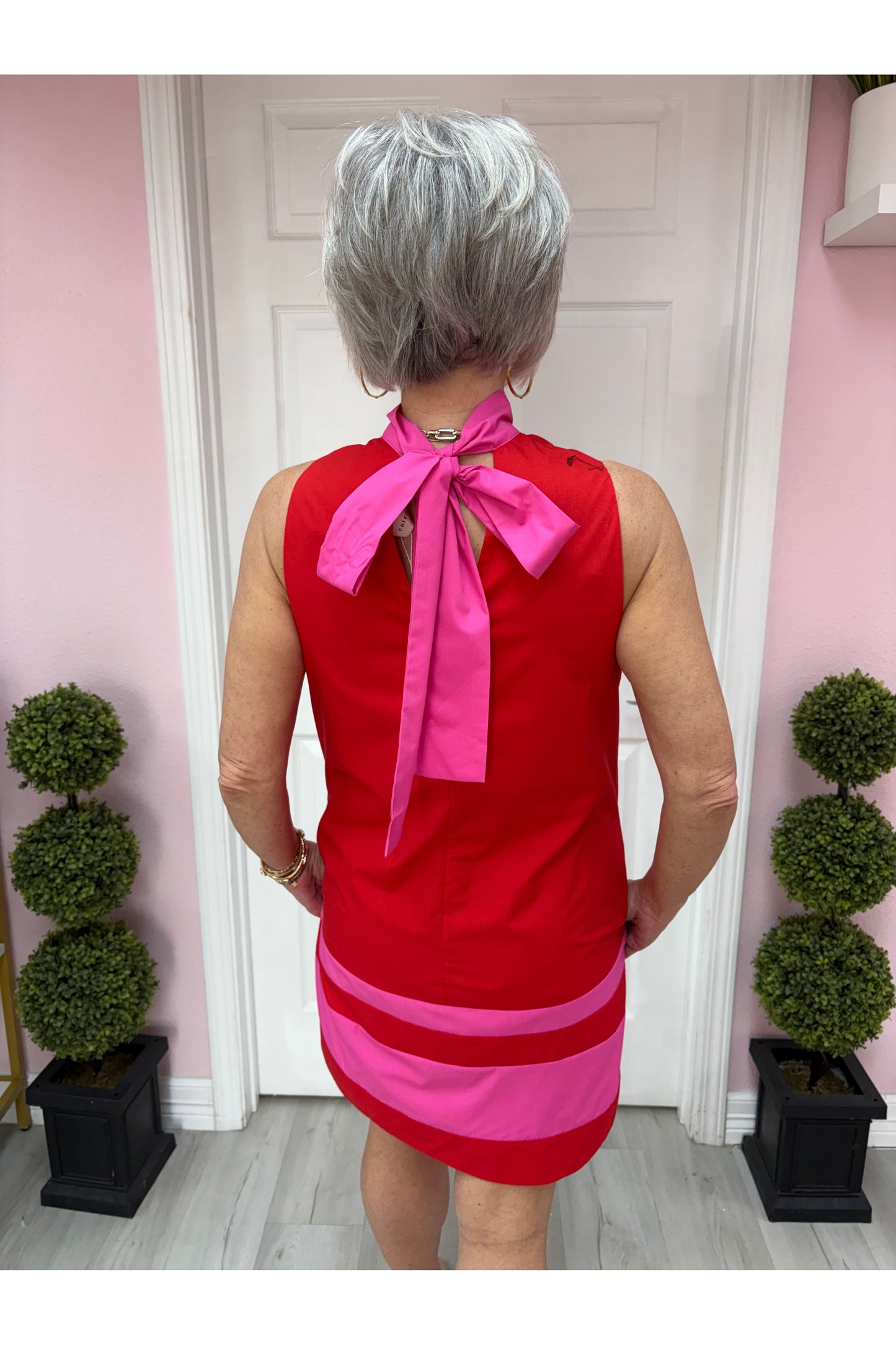 Color Block Halter Neck Dress