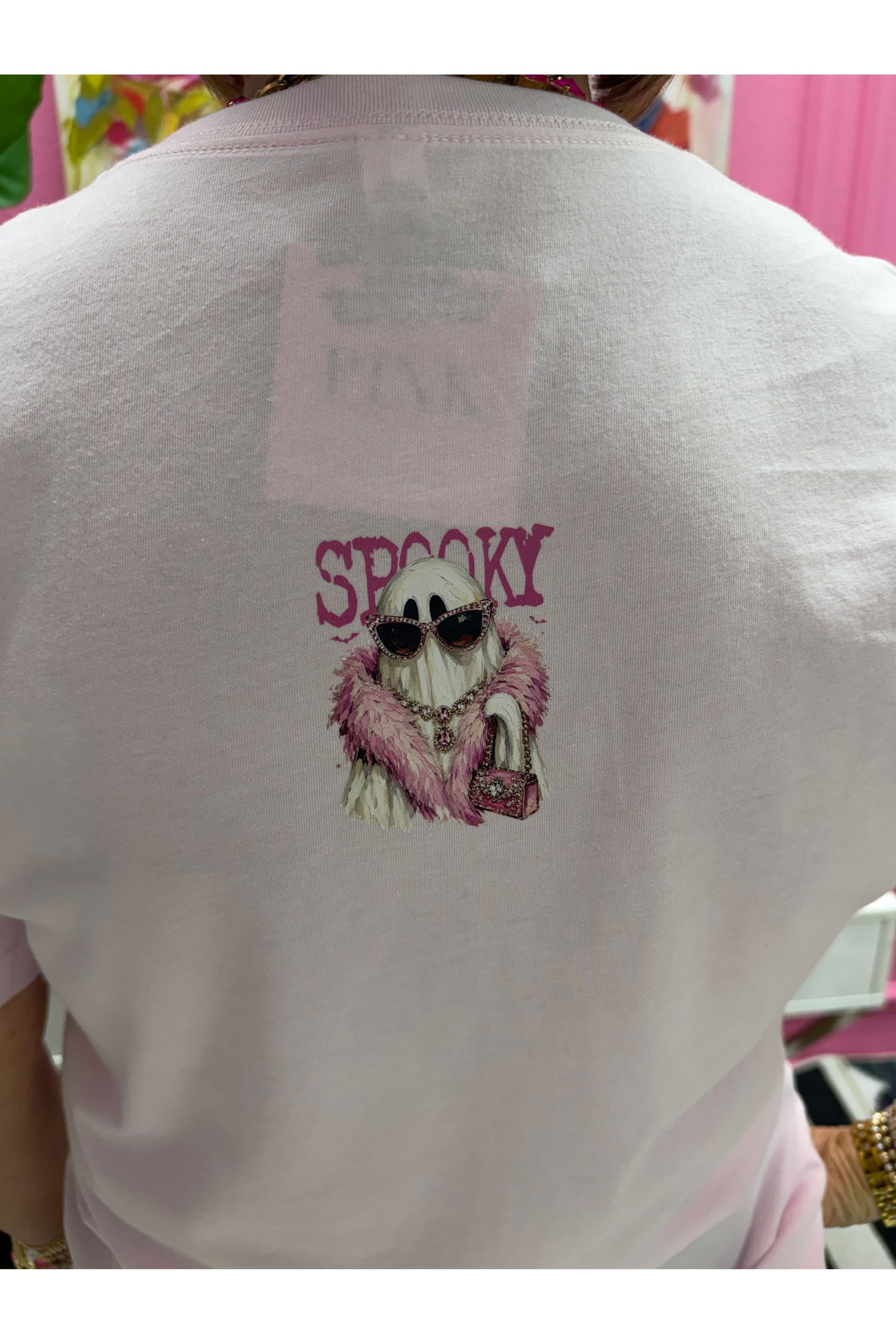 Spooky Ghost Blingy Rhinestone Graphic Tee