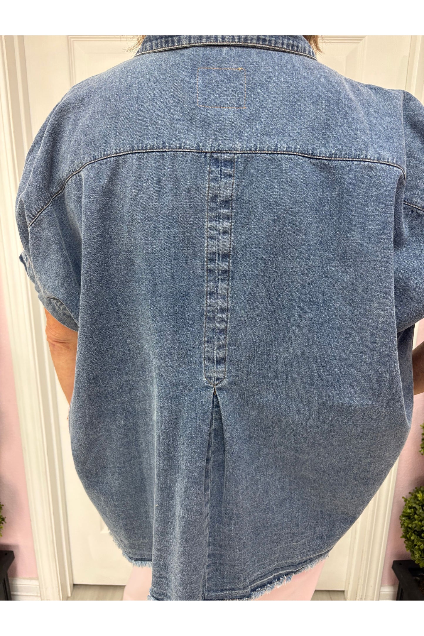 Washed Denim Oversized Top