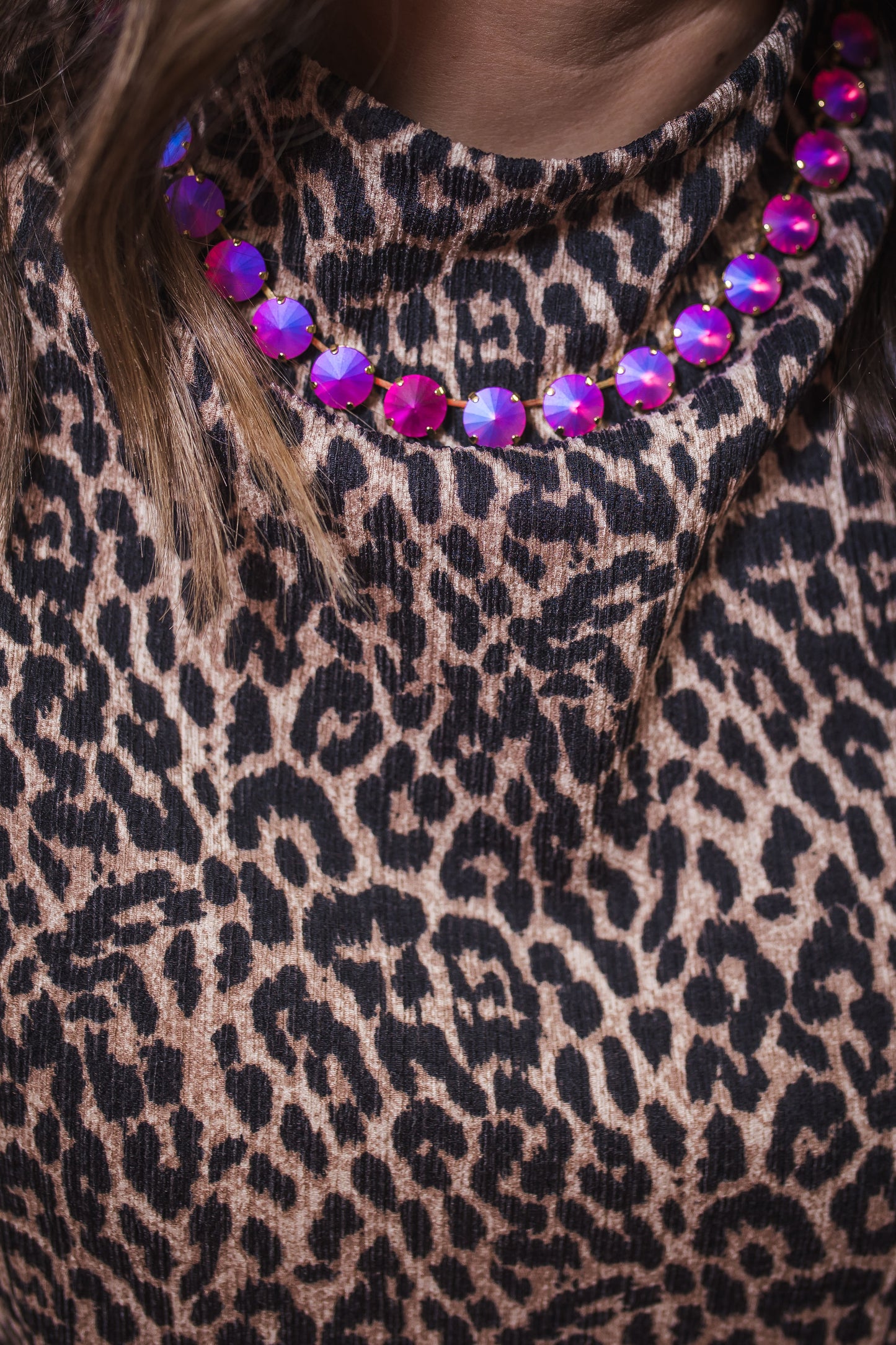 Leopard Print Mock Neck Dolman Sleeve Top