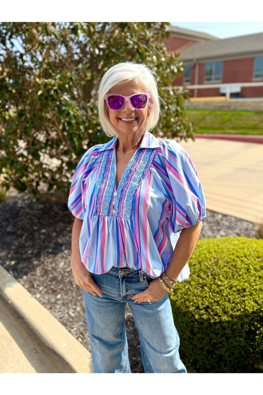 Vneck Striped Blouse