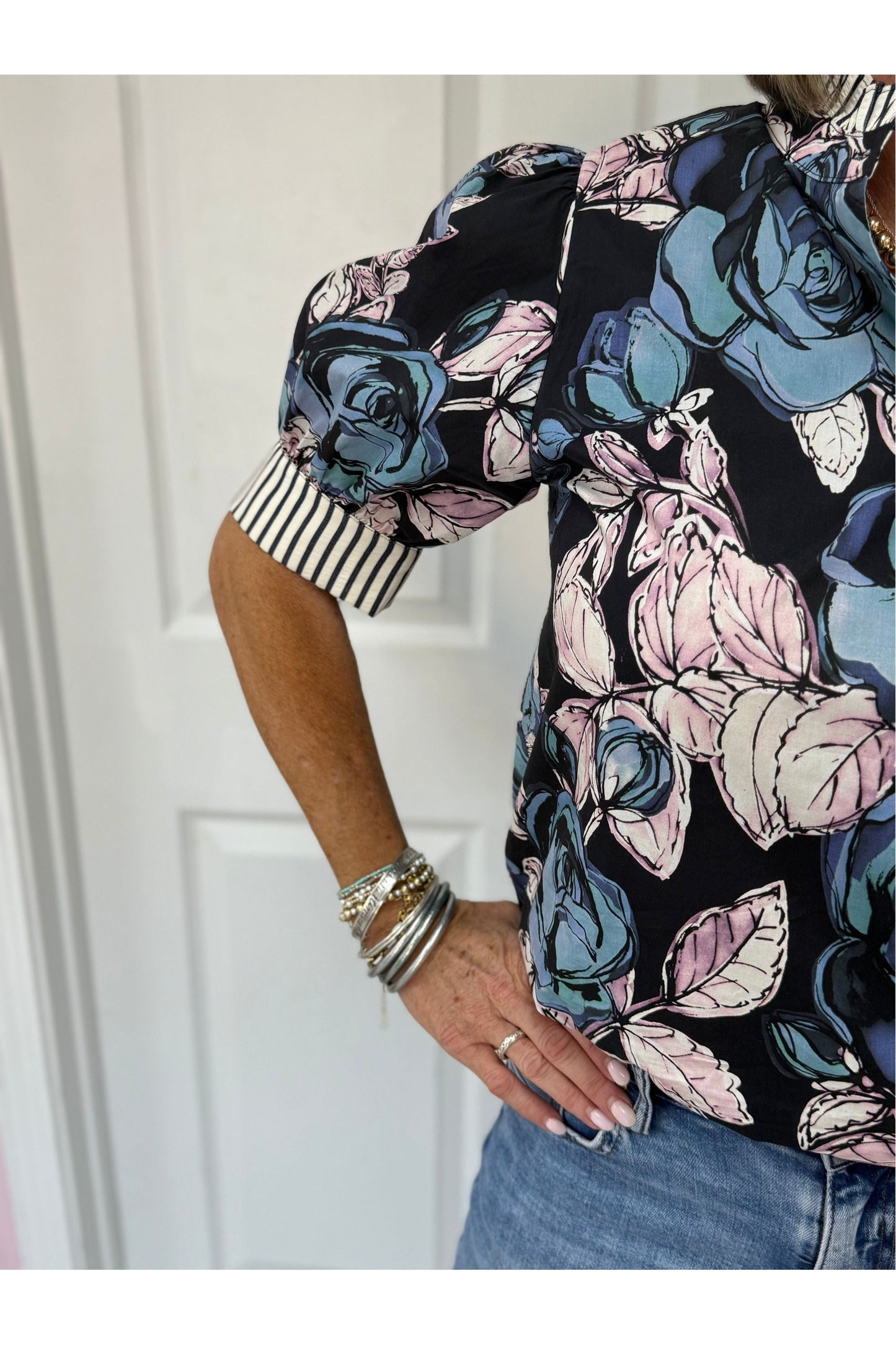 Tessa Navy Floral Blouse