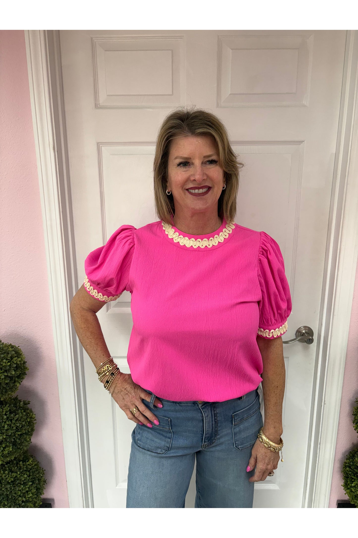 Chloe Neck Accent Blouse