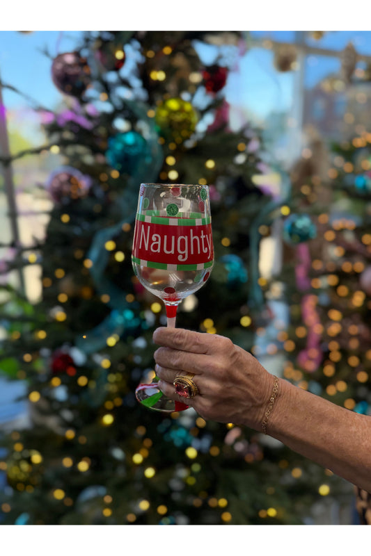 Holiday Naughty Wine Glass