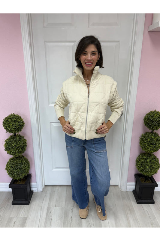 Ivory Mixed Media Jacket