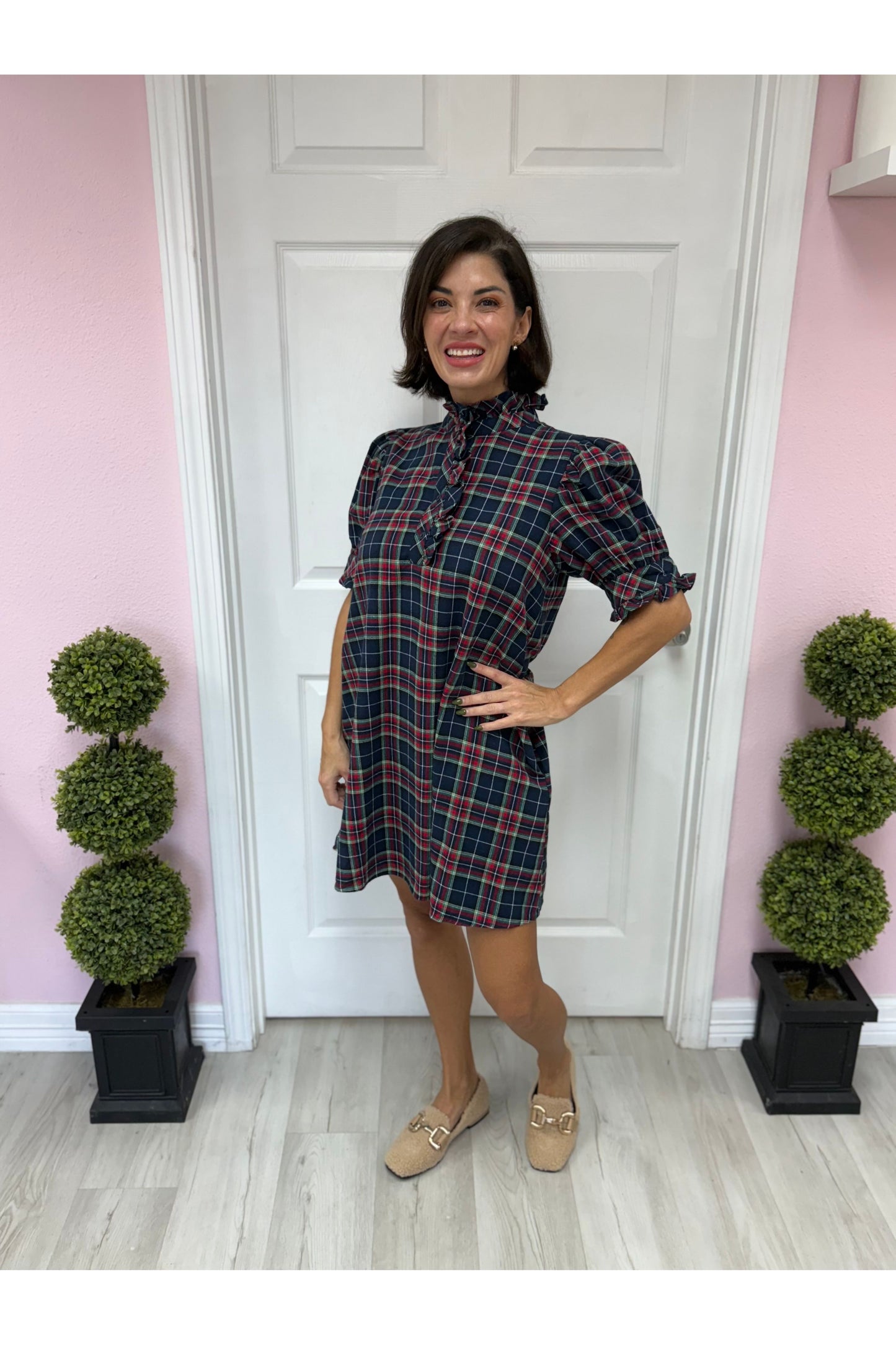 Merry Navy Plaid Mini