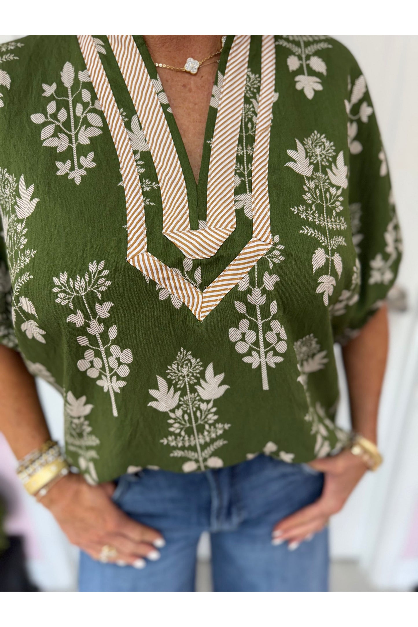 Heather Olive Dolman Sleeve Blouse