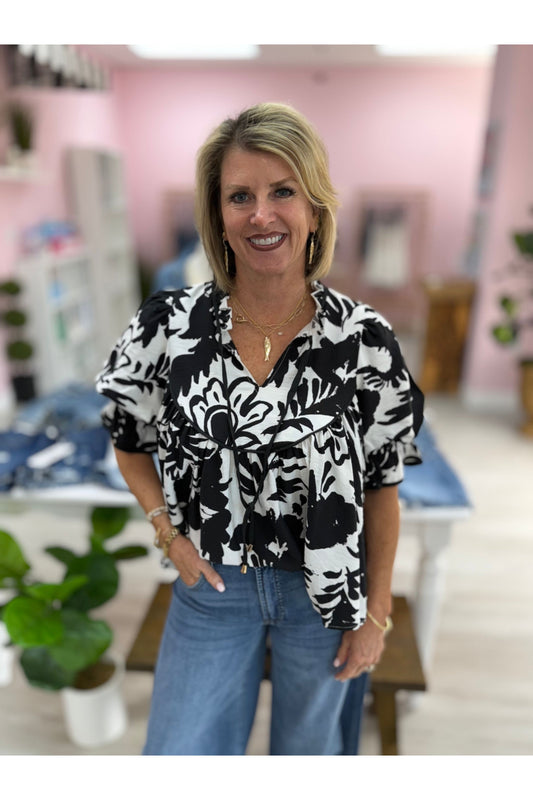 Black & White Patterned Blouse