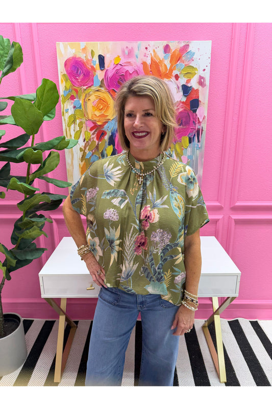 Olive Floral Blouse