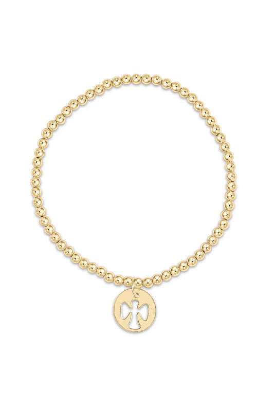 Classic Gold 4mm Bead Bracelet with Guardian Angel Gold Disc BCLG3GAGD