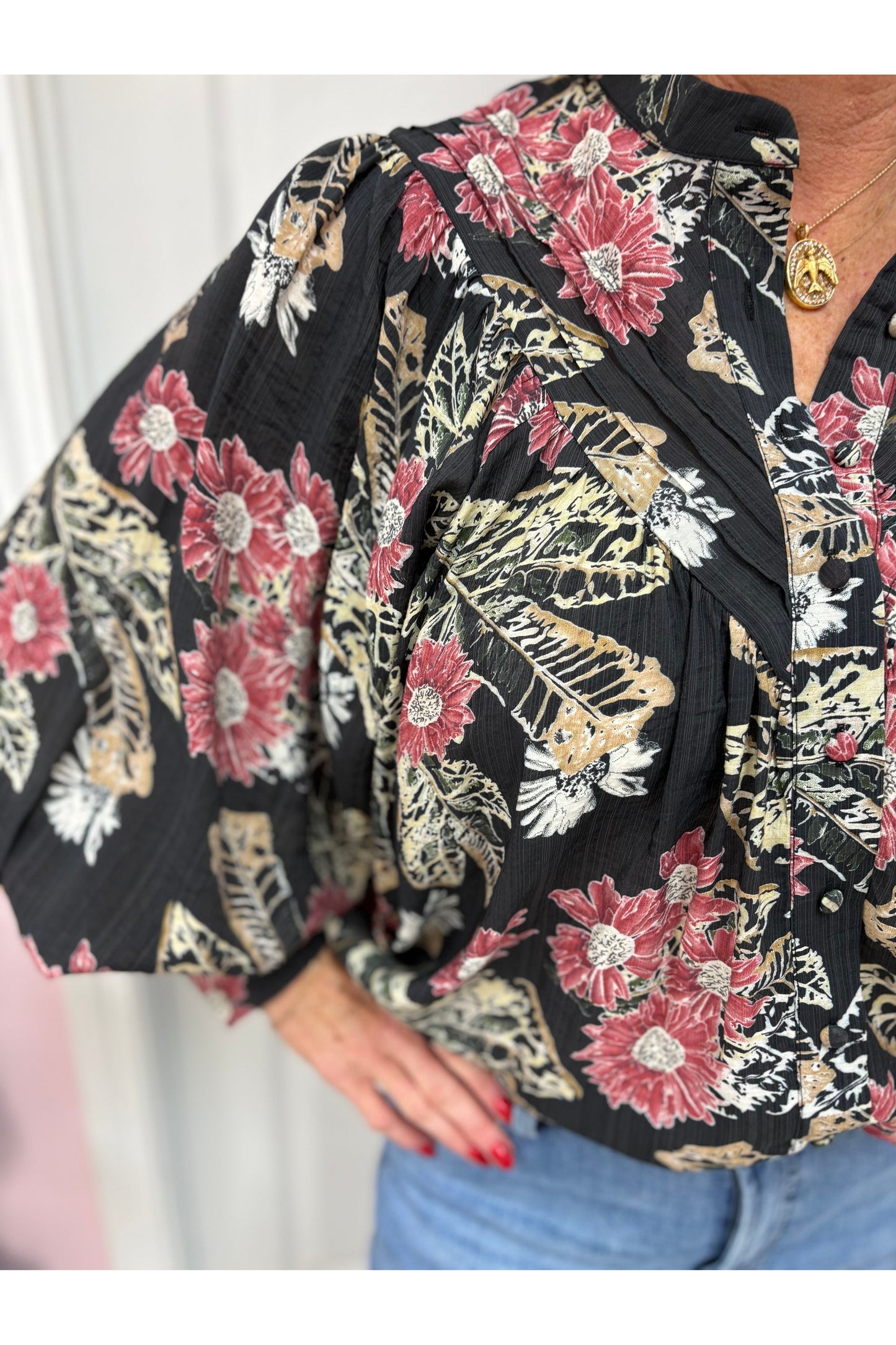 Floral Printed  Button Down Blouse
