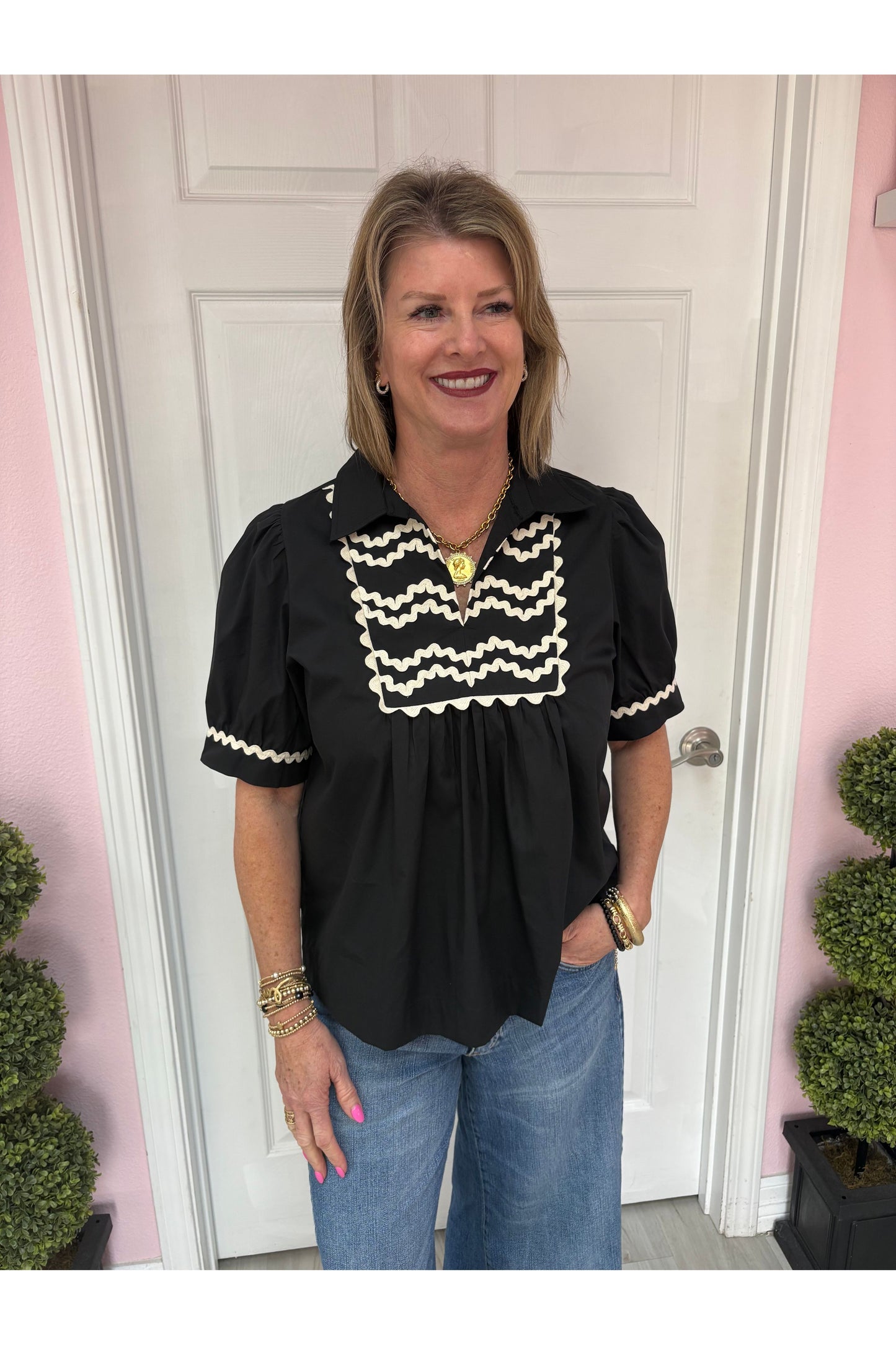 Ric-Rac Accented Blouse