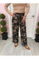 Black Floral Pattern Pants