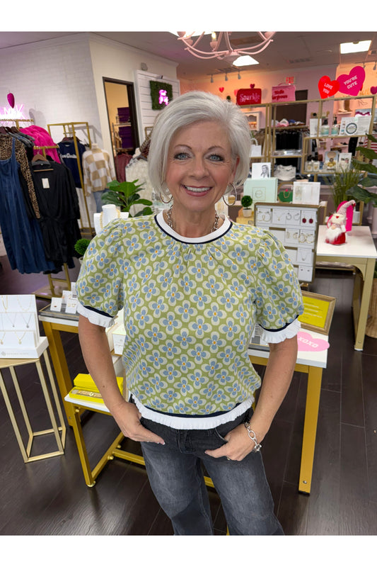 Striped & Floral Pattern Blouse