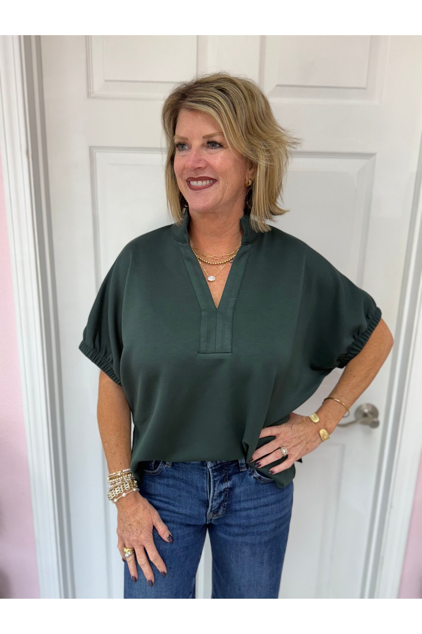 Georgia Vneck Short Sleeve Blouse