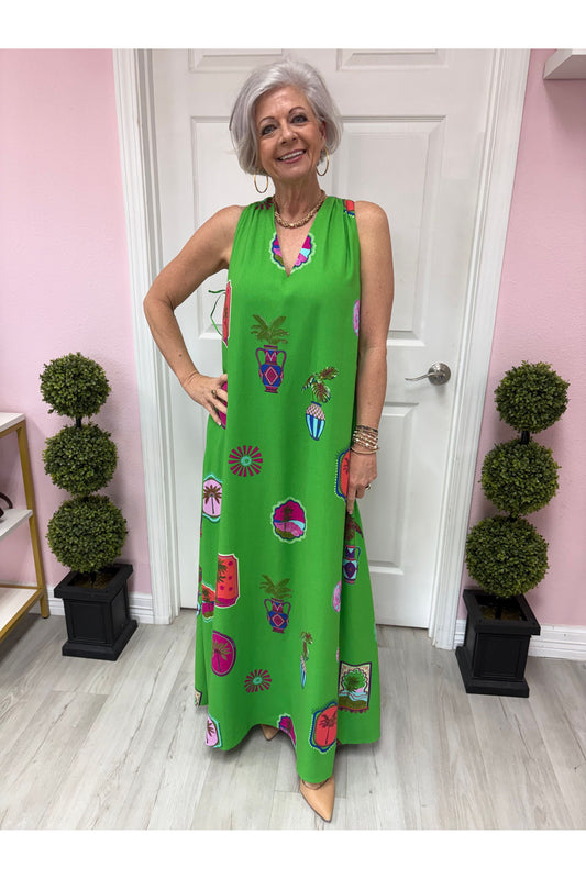 Trinie Postcard Rubi Halter Neck Maxi Dress