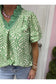Green Printed Puff Sleeve Ruffle Neck Top