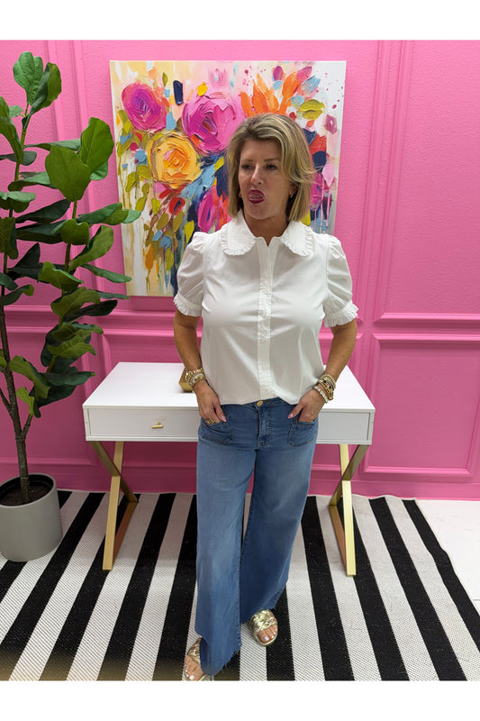 Fancy Short Sleeve Blouse