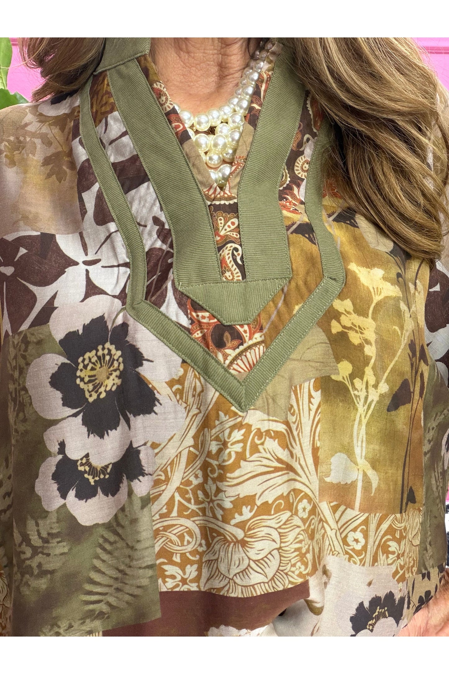 Christi Abstract Print Balloon Sleeve Top