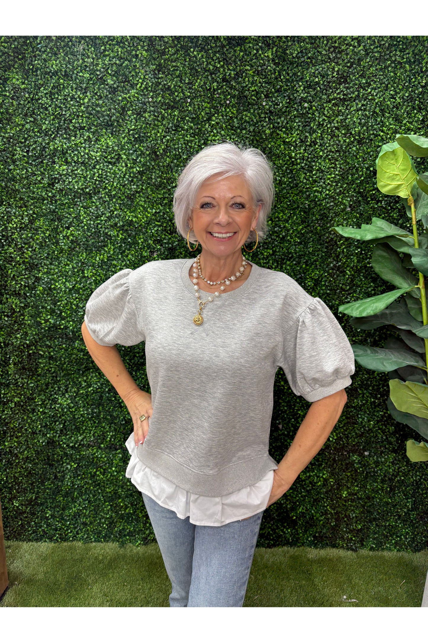 Heather Grey Mock Layered Top