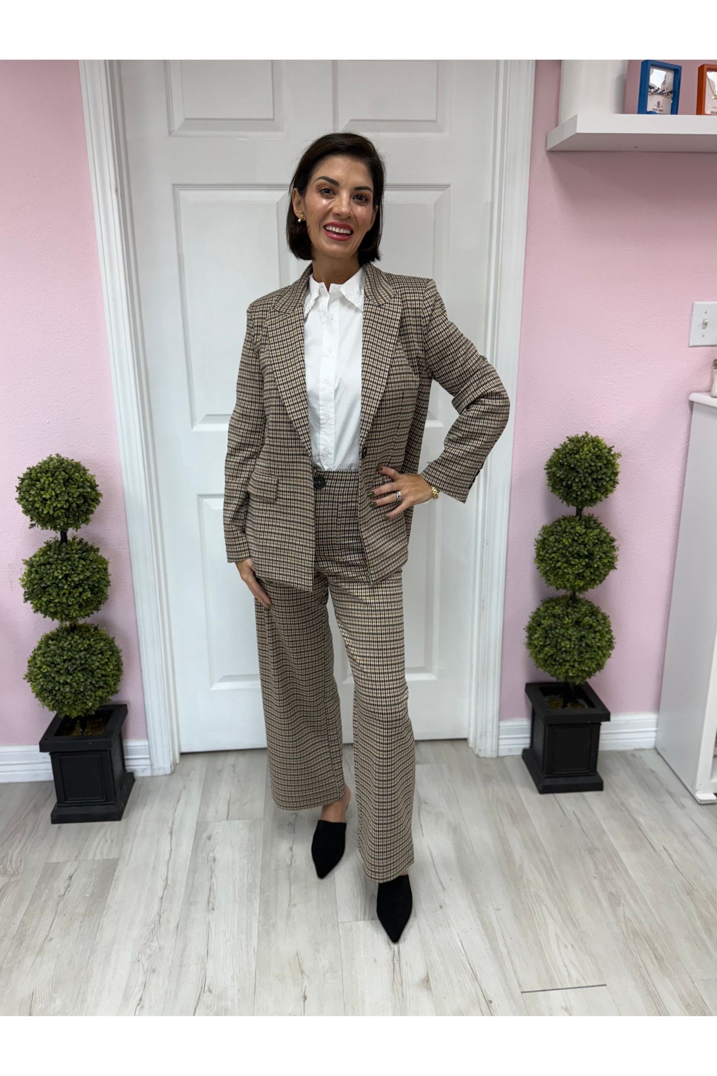 Houndstooth Pattern Blazer