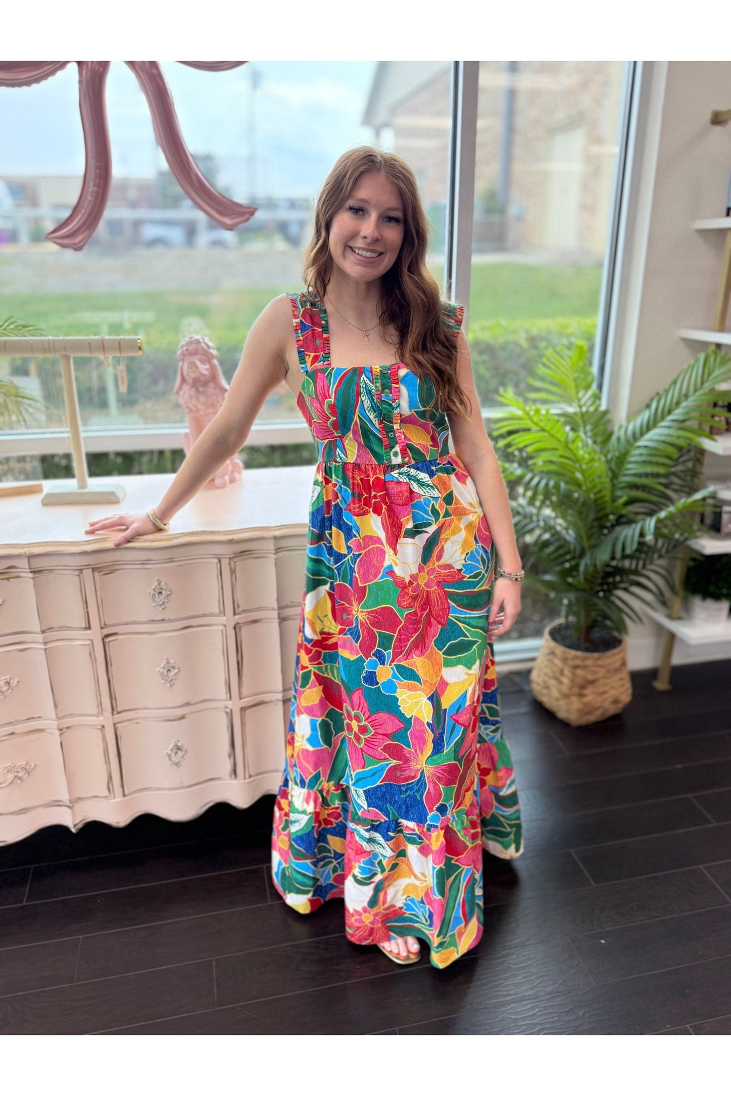 Multi Colored Ruffle Tiered Maxi