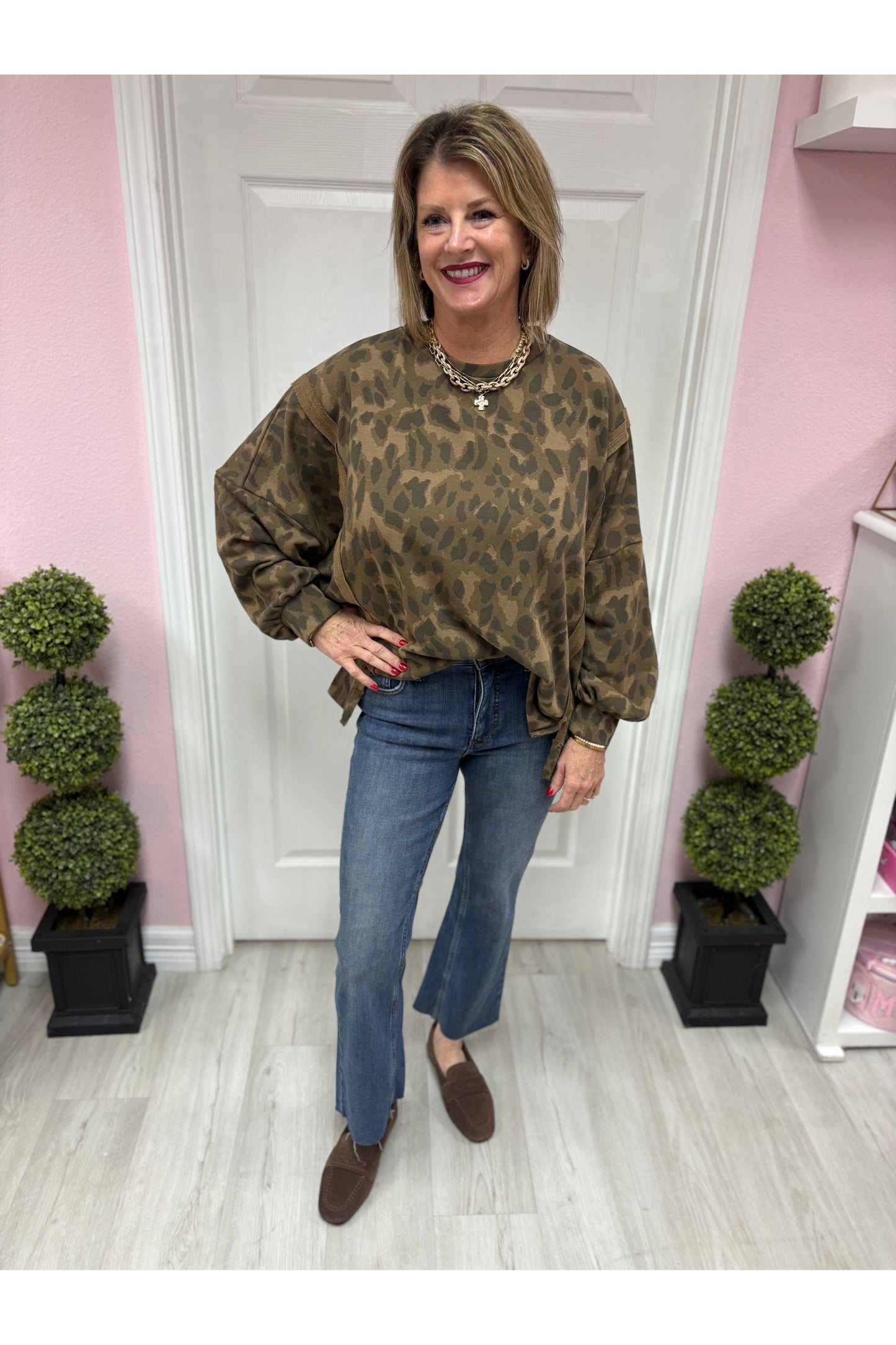 Animal Print Oversized Sweatshirt